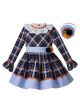 Thanksgiving Autumn Handmade Pom Pom Flare Sleeve Boutique Dress + Hand Headband