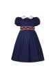 Peter pan Collar Dark Blue Smocked Dress